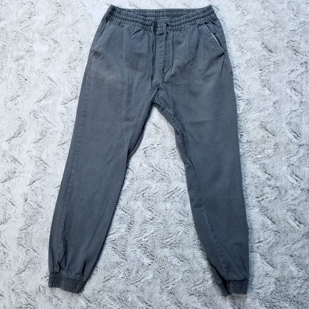 Southpole Joggers Pants Mens Size L Gray Flat Front Straight Light Wash Canvas
